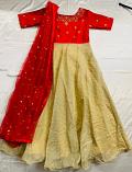 Organza Checks w/ Silk Top & York Maggam Work on Gown 38" w/ Suppata